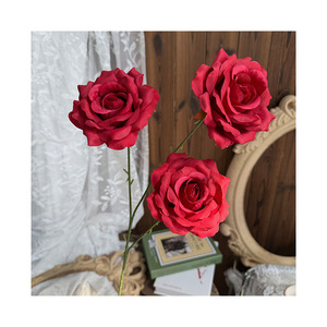 Ramo de rosas artificiales Jinxi, 3 cabezas, flores de seda con diamantes para decoración de bodas y hogar - Product Image 5