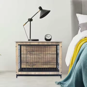 Legno di ferro cassa di cane mobili con vassoio di plastica per animali domestici gabbia di legno per cani - Product Image 6