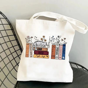 Bolsa Tote de Lona de Algodão com Bolso e Zíper, Fofa, Lisa, Simples, Pequena e Barata, Bolsas Femininas, Bolsa Tote Personalizada com Logo Impresso - Product Image 4