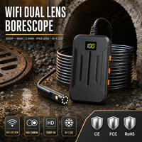 Kamera Endoskop WiFi Satu Sambungan Dua Tampilan dengan Lensa Ganda Borescope dan Lampu LED yang Dapat Disesuaikan