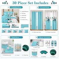 Lot de 30 pièces de couvre-lit matelassé king size avec rideaux assortis – Ensemble de literie et rideaux