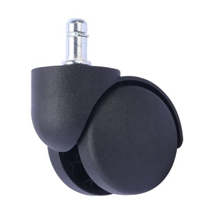 Roulettes pivotantes doubles réglables noires de 55 mm, support en acier avec coupelle de 45 mm en nylon PA, charge de 40 kg pour chaise de bureau et mobilier - Product Image 4