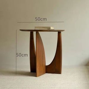 Tavolino Laterale Moderno Scandinavo in Legno Massello Tavolino da Caffè per Divano Tavolo Angolare per Soggiorno Piccolo Appartamento Hotel Colore Noce - Product Image 5