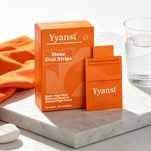 Vente en gros de bandes buccales personnalisées pour le sommeil, boîte d'emballage géométrique orange, 30 pièces, film à dissolution rapide pour la relaxation nocturne et le bien-être, approvisionnement en vrac - Product Image 3