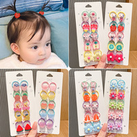 Lot de 10 élastiques à cheveux pour bébé fille, accessoires pour enfants, ensemble de attaches multicolores, motifs fruits, fleurs, animaux de dessin animé
