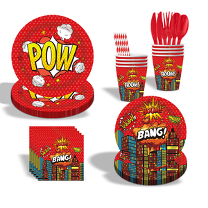 Décorations de fête d'anniversaire pour enfants sur le thème Hero City, y compris la vaisselle jetable en papier - Product Image 6