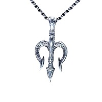 Bijoux vintage en argent sterling 925, design punk, pendentif trident oxydé
