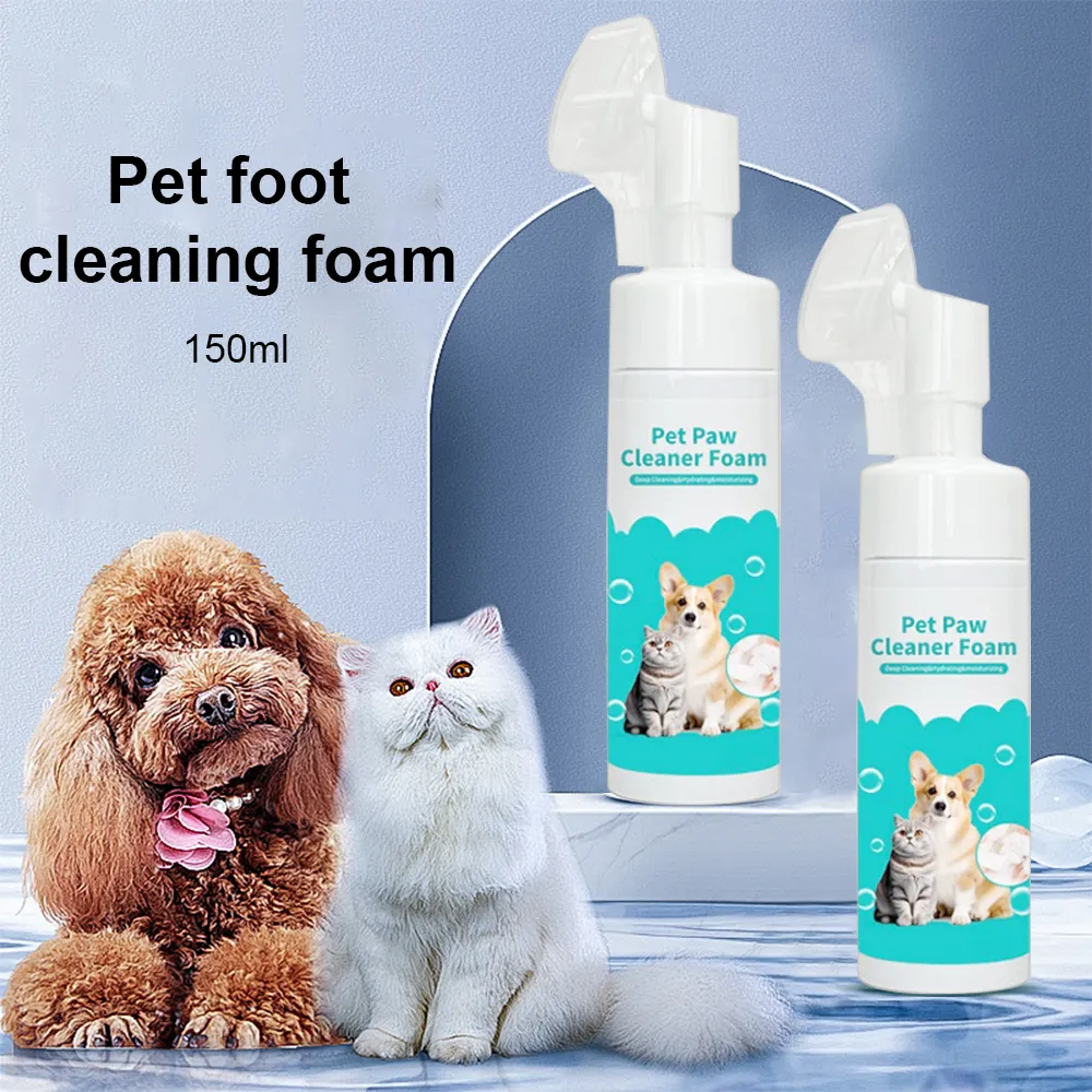 Escova de banho para limpeza de animais de estimação, massagem e limpeza de pata de cachorro, espuma para limpar pés de cachorro, shampoo e condicionador sem água, ideal para gatos