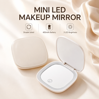 Miroir de maquillage portable pliable à LED rechargeable par Type-C, miroir de vanité de voyage à LED pour dortoir et maison