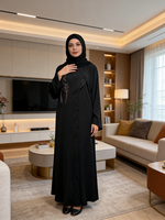 Vestido Abaya Musulmán Moderno y Elegante 2026, Diseño Original (ODM), Rayón, Casual, Largo hasta el Tobillo, Manga Larga, para Mujer, Eid, Primavera, Verano