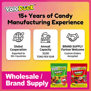 Yoloduck Vente en gros 80kg/sac Bonbons gélifiés Halal acidulés sucrés en vrac, saveur fruitée, bonbons mous enrobés de sucre - Product Image 3