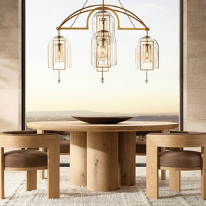 طاولة طعام دائرية عصرية للمطبخ بقاعدة خشبية صلبة - Product Image 5