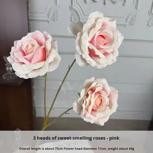 Flores Artificiales de Seda, Nueva <span class=keywords><strong>Serie</strong></span> Romántica Rosa, Accesorios de Decoración para Bodas, Techo, Hogar, Fotografía al Aire Libre, de Fábrica - Product Image 6