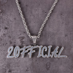 Collar con Colgante de Letras Inglesas Mayúsculas Retro con Circonitas, Estilo Hip Hop Europeo y Americano, Gran Venta, para Mujeres y Hombres, Regalo - Product Image 4