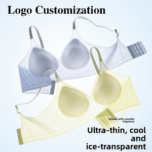 Soutien-gorge sans armatures personnalisable pour femme, fin, sans couture, anti-affaissement, en soie glacée, pour petite poitrine, effet push-up, en nylon/spandex/éponge - Product Image 1
