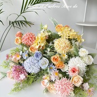 Bouquet de roses artificielles en soie, bouquet de fleurs mélangées pour centre de table, décoration de fête, décoration de mariage