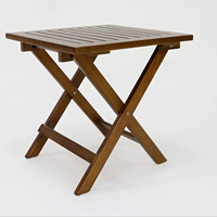 Massivholz Klappbarer Beistelltisch Quadratisch mit Lamellen Tragbarer Holz-Endtisch für Terrasse Garten Balkon Außen- und Innenbereich