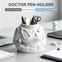 Porte-stylo créatif en forme de corps d'infirmière ou de médecin, imprimé en 3D, organisateur de bureau, figurine artisanale, vente en gros