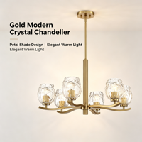 Lustre moderne de luxe avec pendentifs et lustres en fer de taille moyenne à hauteur réglable