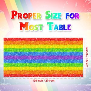 XUECE Mantel de Plástico Arcoíris 54x108 Pulgadas, Cubiertas de Mesa Desechables para el Mes del Orgullo, Suministros para Fiestas de Cumpleaños y Celebraciones - Product Image 2