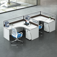 Poste de travail en bois pour 2, 4, 6 ou 8 personnes avec cloisons de bureau et table de bureau pour immeuble de bureaux