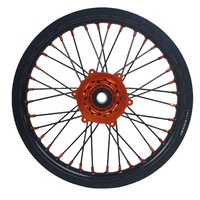Ensemble complet de roues CNC avant et arrière 19 pouces, moyeu orange, jante noire pour KTM EXC F SXF Dirt Bike Motocross Supermoto Enduro