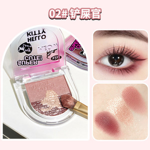 Xixi cat มินิอายแชโดว์โทนโลกอายแช<span class=keywords><strong>โด</strong></span>ว์พาเลทเคลือบแวววาวเงาเน้น blusher ไหมหนอนแต่งหน้าหลายบทบาท - Product Image 6