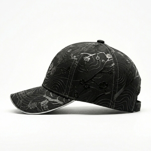 Premium <b>Black</b> Luxury 6 Structured <b>Baseball</b> <b>Cap</b> 3D Embroidered Animal Print Sporty Cotton Unisex Adjustable Four Seasons - Product Image 6
