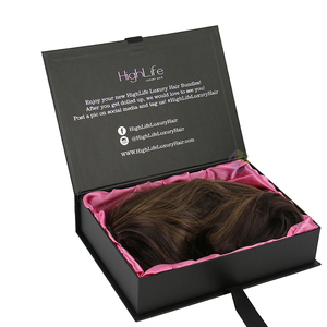 Customized Hard Board Magnetic Opening and Closing <b>Foldable</b> Paper <b>Box</b> Hair Extension <b>Box</b> with Silk Insert - Product Image 1