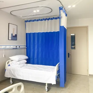 Não tecido descartável hospital cortina em sala de emergência chama-retardador médico cortina ganchos deslizante icu cortina com malha