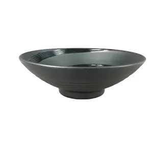 인기 있는 맞춤형 일본 블랙 멜라민 라면 그릇 식기용 매트 국수 서빙 그릇