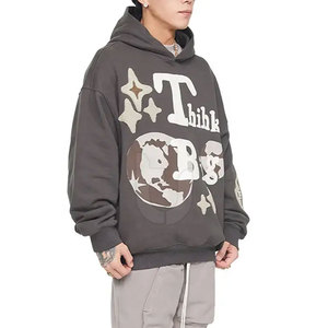 เสื้อฮู้ดดี้สไตล์สตรีทแวร์สำหรับผู้ชาย แขนยาว เนื้อผ้าคอตตอน 100% ย้อมสีพื้น ไซส์ใหญ่ ผลิตจากโรงงาน เหมาะสำหรับฤดูหนาว - Product Image 5