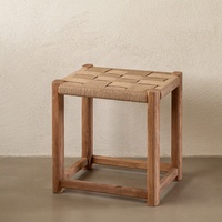Tabouret en bois massif Wabi-sabi, chaise de style scandinave moderne, forme carrée, tabouret en corde, tabouret de salle à manger pour le salon