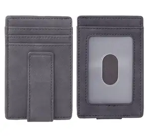 Nouveau design en cuir pour hommes Slim Mental Money Clip Card Holder Wallet RFID Blocking