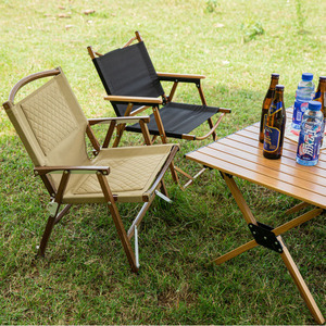 Silla Plegable Kermit Portátil y Moderna de Tela para Exteriores con Marco Metálico con Acabado de Madera para Hospital, Camping, Jardín, Cafetería // Kermit Fol - Product Image 4