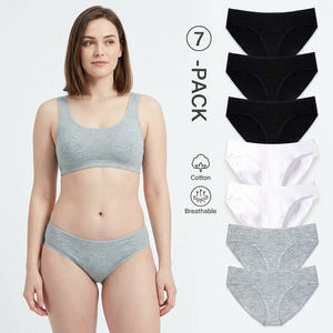 Women's Bikini Underwear Solid Lightweight Knit Breathable Stretch Cotton Spandex Eco-Friendly Seamless Daily Comfort Wholesale - Product Image 1