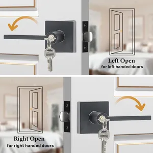 Modern Minimalist siyah çinko alaşımlı kilit silindir güvenlik kilit anahtarı iç kapı için kapı açma kolu kilidi kilidini