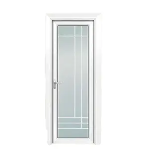 Foshan ucuz füme cam iç kapılar beyaz alüminyum çerçeve banyo kapıları otel iç fransız çift döner kapı
