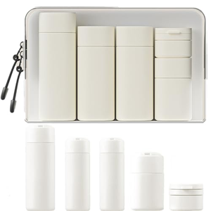 Vente flash - Ensemble de flacons cosmétiques en plastique beige de luxe de 120 ml et 150 ml pour soins de la peau haut de gamme - Product Image 1