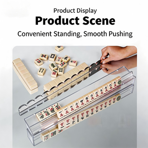 Soporte transparente para mahjong de 20 pulgadas con tira magnética, varilla de empuje, regla para empujar cartas y asistente de gestión de fichas tres en uno - Product Image 3