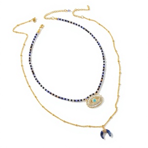 Collar de Cuentas de Piedra Natural Estilo Bohemio con Colgante de Luna en Capas para Mujer, Uso Diario, LO MEJOR - Product Image 3