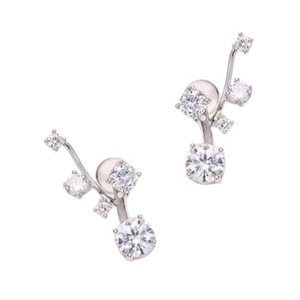 Elegantes Pendientes de Moissanita VVS GRA de Corte Redondo de 1ct con Cinco Piedras, Diseño Desmontable 2 en 1 de Cobre con Baño de Oro de 14K - Product Image 1