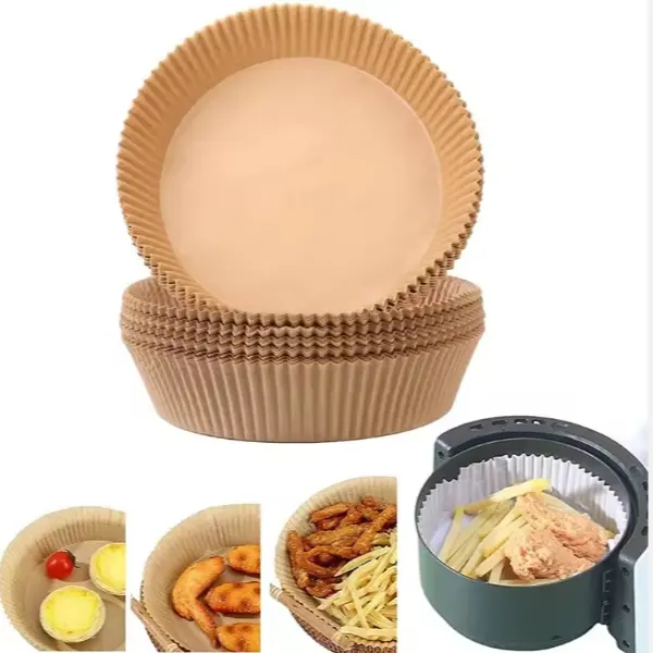Custom air fryer food grade disposable paper liners round white kraft air fryer paper bowl