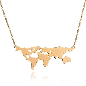 Collana pendente personalizzata in acciaio inossidabile la tua mappa del mondo all'ingrosso - Product Image 2