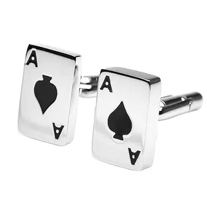 Classic Stainless Steel Poker Ace Manset untuk Pria