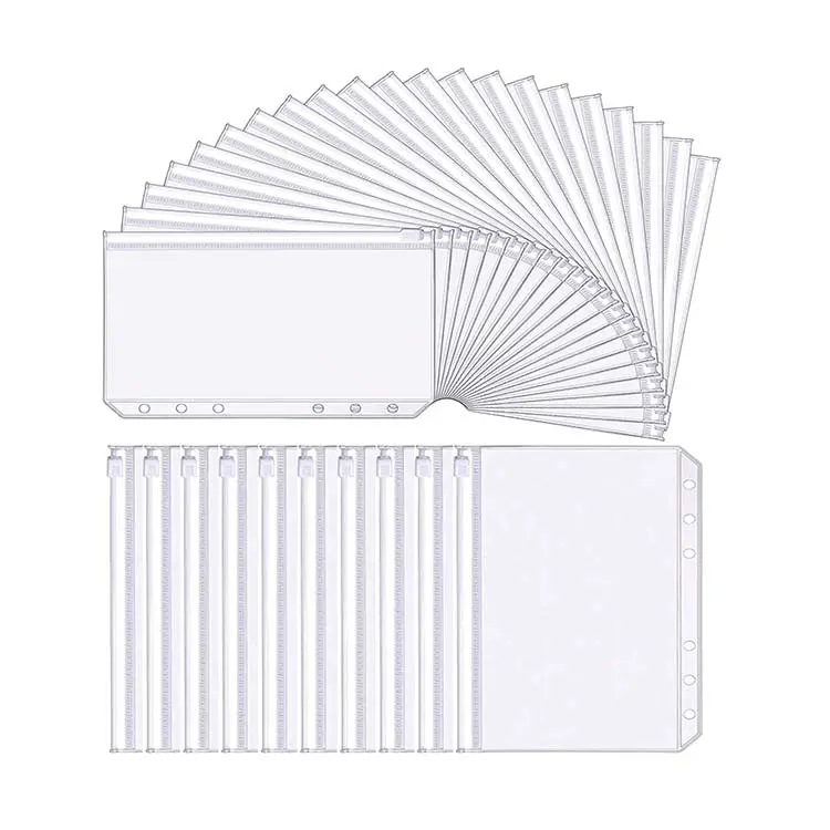 A6 Maat 6 Gaten Matte Pvc Cash Rits Zakken Zakje Bindmiddel Zakken Mappen Voor 6-Ring Notebook Budget Binder Losse Bladzakken