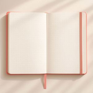 Coral Pink Flower 160gsm PU Leather <b>Journal</b> Gold Foil Hardcover A5 Notebook with Double Ribbon Gift Sewing Binding - Product Image 2