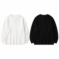 Pull côtelé à manches longues pour homme, anti-rétrécissement, anti-plis, anti-boulochage, couleur unie, décontracté, pour l'extérieur, avec boutons sur le devant