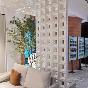 <span class=keywords><strong>Cloison</strong></span> décorative murale légère et moderne <span class=keywords><strong>en</strong></span> forme de Jiugongge, <span class=keywords><strong>en</strong></span> ciment PU, briques <span class=keywords><strong>en</strong></span> plastique ABS, filet <span class=keywords><strong>en</strong></span> acier, fond rouge tendance - Product Image 3