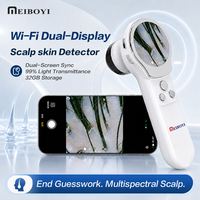 Meiboyi Nouveauté : Détecteur de cuir chevelu sans fil WIFI à double écran, Scanner capillaire, Machine d'analyse des cheveux pour usage domestique et beauté